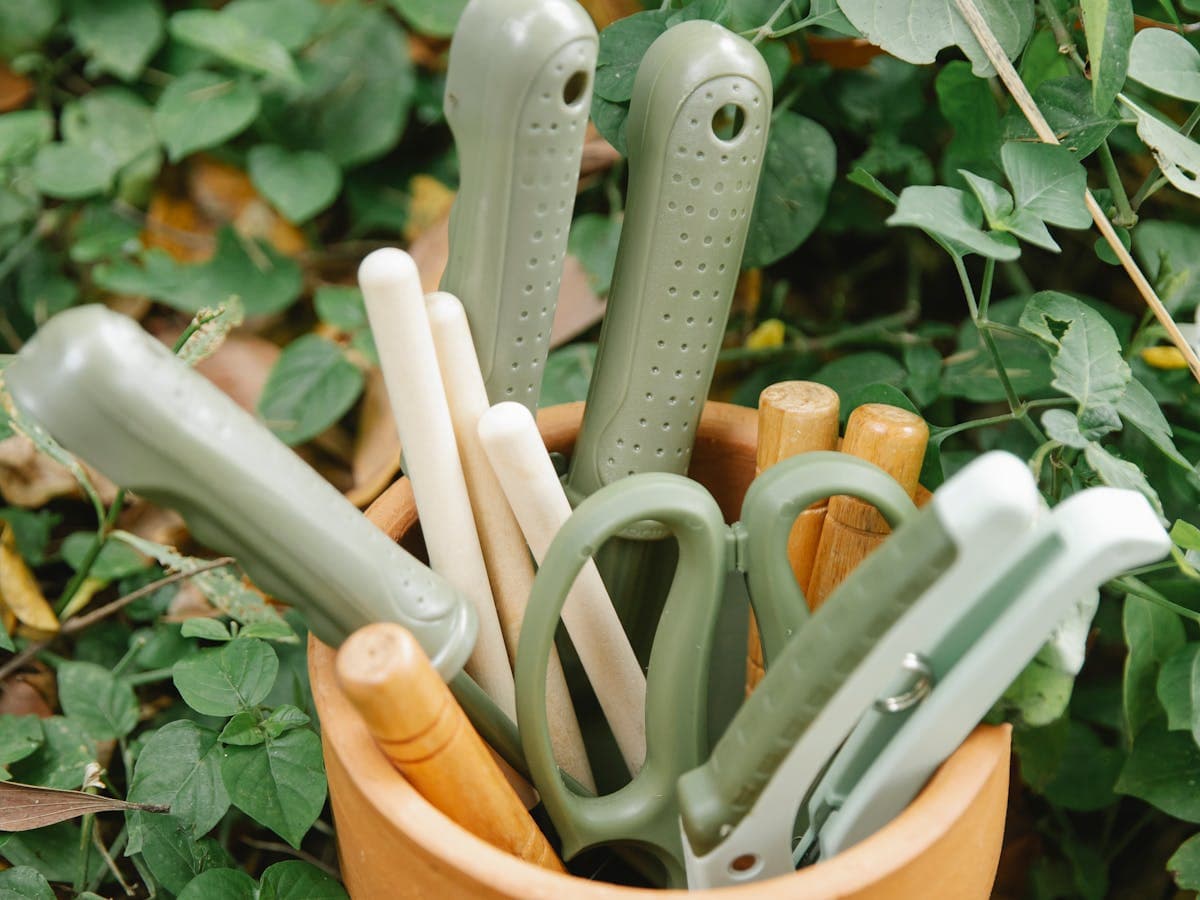 Gartenschere und Handwerkzeug für Beetpflege